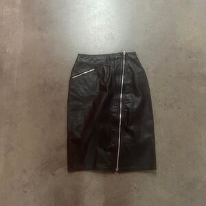 Vintage women's black leather skirt grunge‎ Y2K